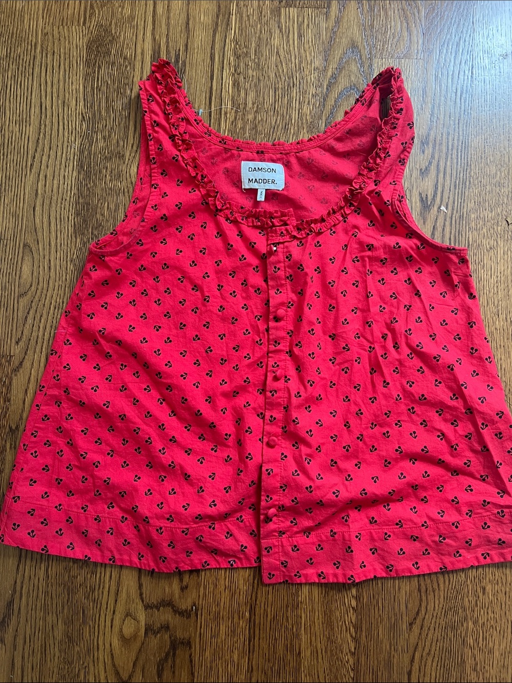 Damson Madder Red Sleeveless Ruffle Tank Top